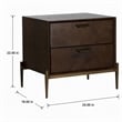 Pemberly Row Shane Modern Acacia Nightstand in Dark Brown with Brass