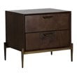 Pemberly Row Shane Modern Acacia Nightstand in Dark Brown with Brass