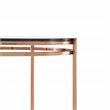 Pemberly Row Bradford Round Metal & Smoked Glass End Table in Rose Gold