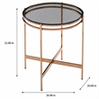 Pemberly Row Bradford Round Metal & Smoked Glass End Table in Rose Gold