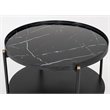 Pemberly Row Round Metal Coffee Table in Black Finish with Open Shelf