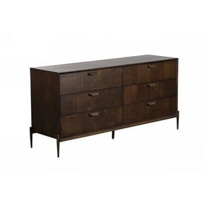 Pemberly Row Acacia Wood and Metal Dresser in Dark Walnut