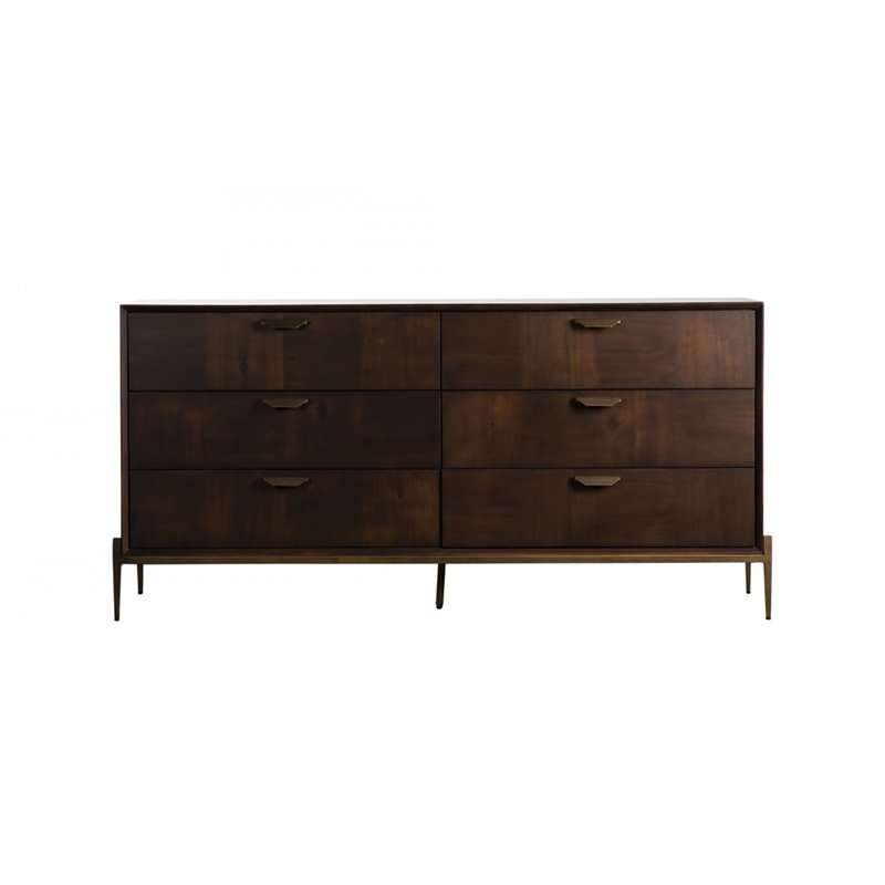 Pemberly Row Acacia Wood and Metal Dresser in Dark Walnut