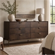 Pemberly Row Acacia Wood and Metal Dresser in Dark Walnut