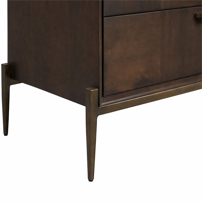 Pemberly Row Acacia Wood and Metal Dresser in Dark Walnut
