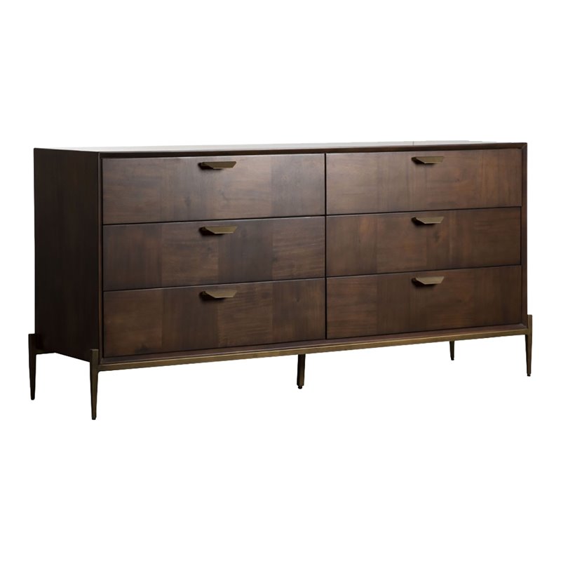 Pemberly Row Acacia Wood and Metal Dresser in Dark Walnut