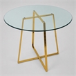 Pemberly Row Round Metal and Glass Dining Table in Gold and Clear