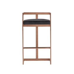 Pemberly Row 30&quot Stainless Steel Bar Stool in Black Velvet & Rose Gold