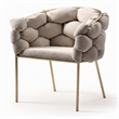 Pemberly Row Gray Velvet Dining Chair with Brass Metal Frame