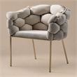 Pemberly Row Gray Velvet Dining Chair with Brass Metal Frame