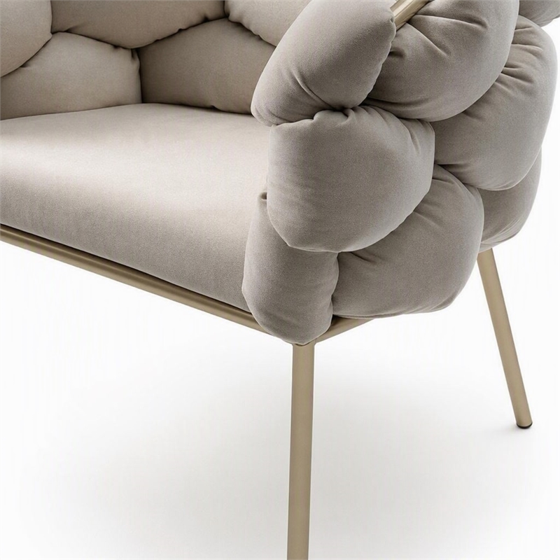 Pemberly Row Gray Velvet Dining Chair with Brass Metal Frame