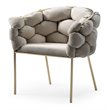 Pemberly Row Gray Velvet Dining Chair with Brass Metal Frame
