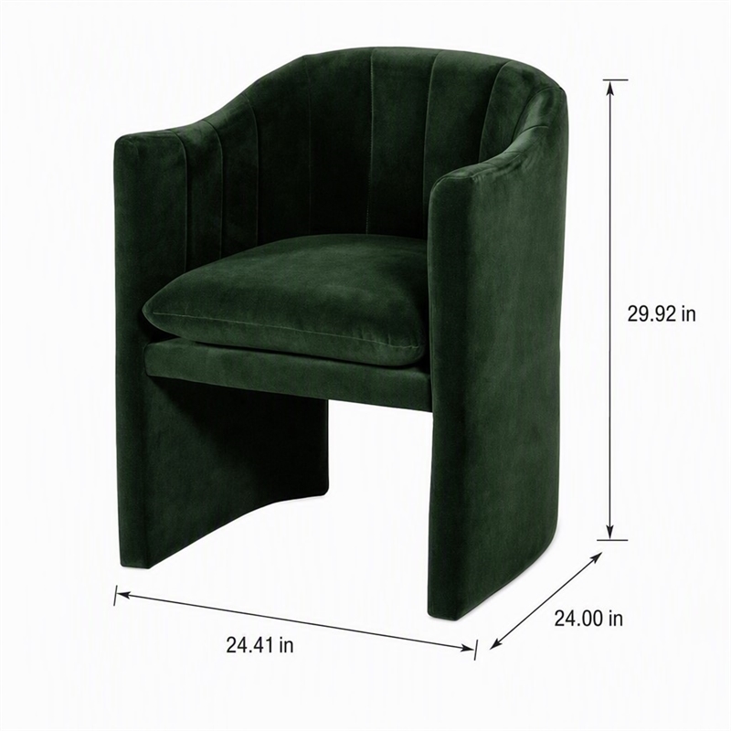Pemberly Row Velvet Upholstered Dining Chair in Jade Green
