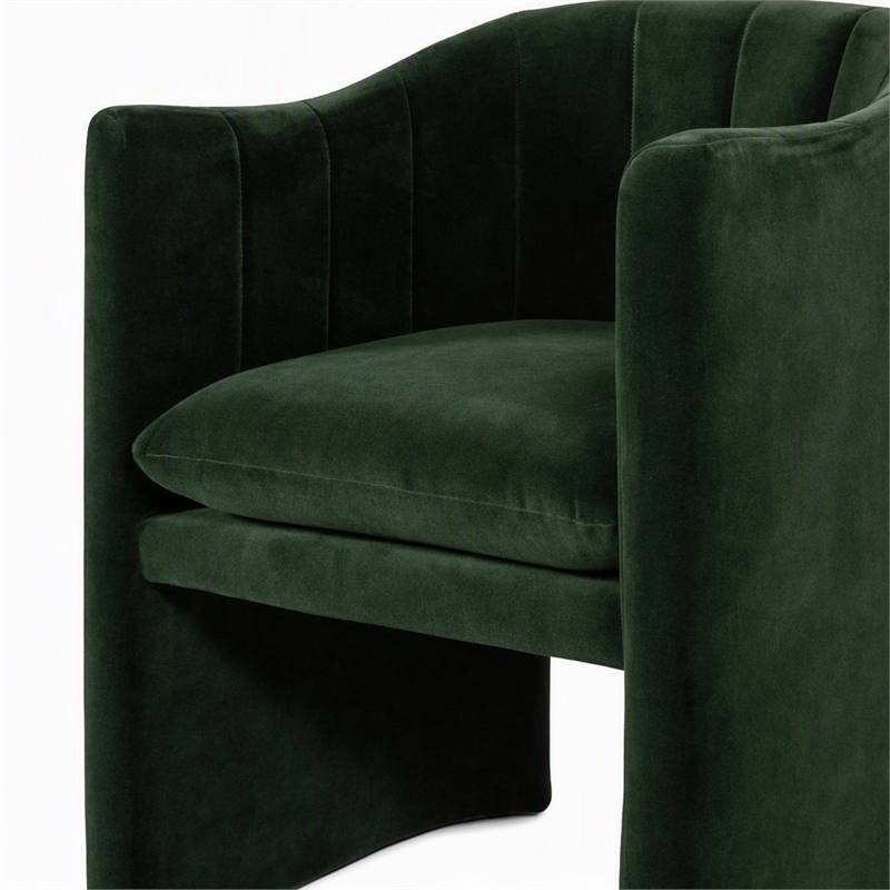 Pemberly Row Velvet Upholstered Dining Chair in Jade Green