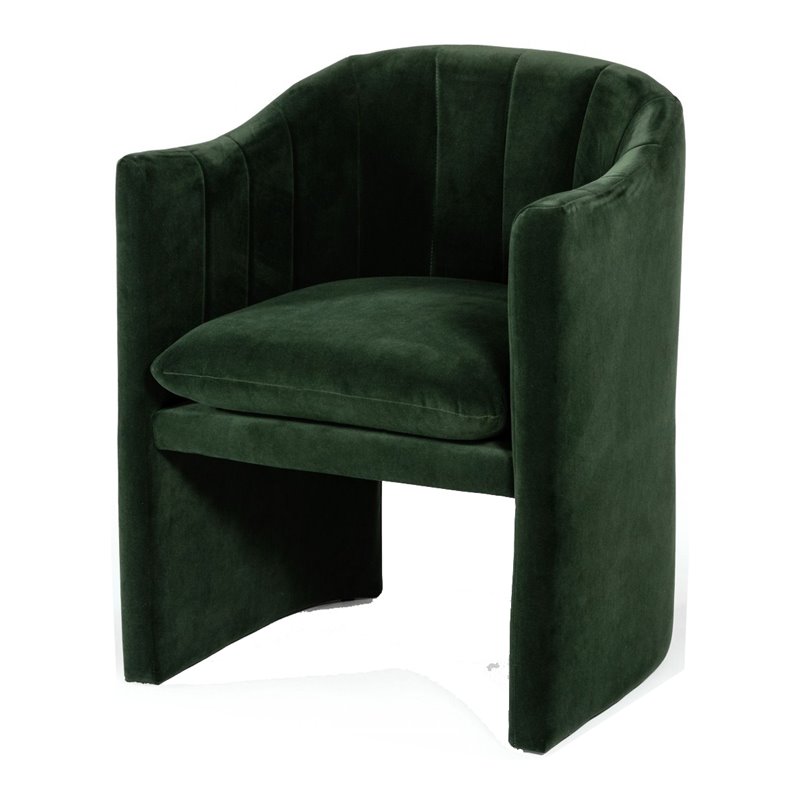 Pemberly Row Velvet Upholstered Dining Chair in Jade Green