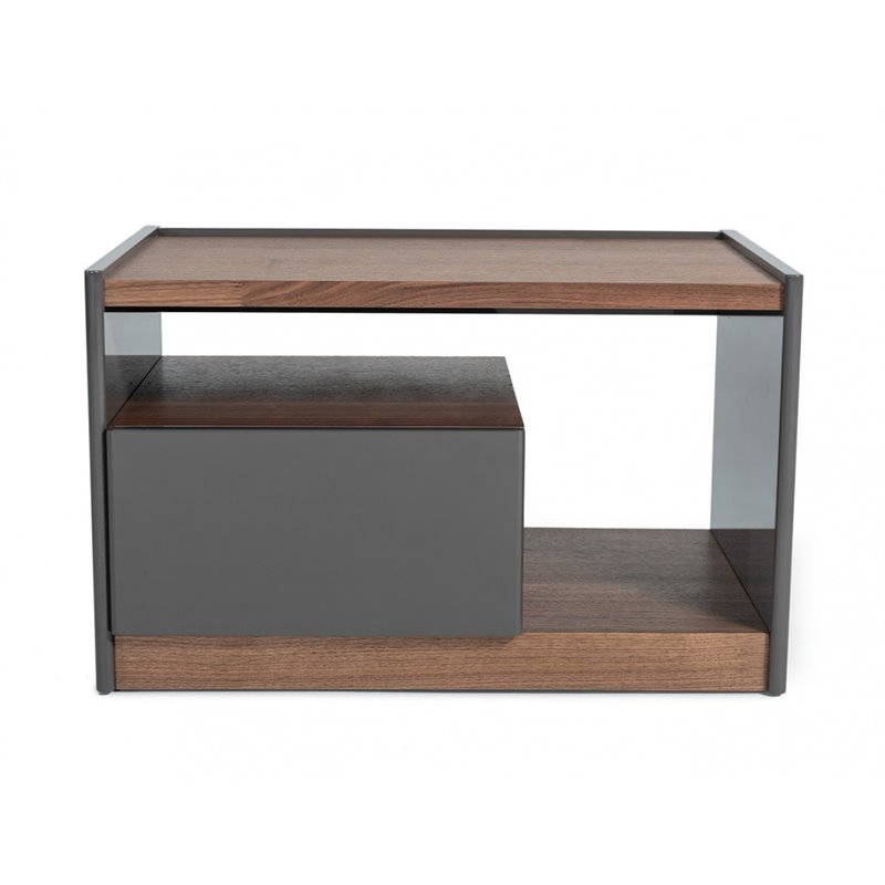 Pemberly Row Modern Wood Nightstand with 1 Drawer in Walnut