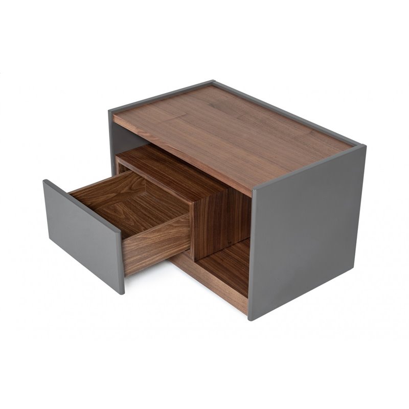 Pemberly Row Modern Wood Nightstand with 1 Drawer in Walnut