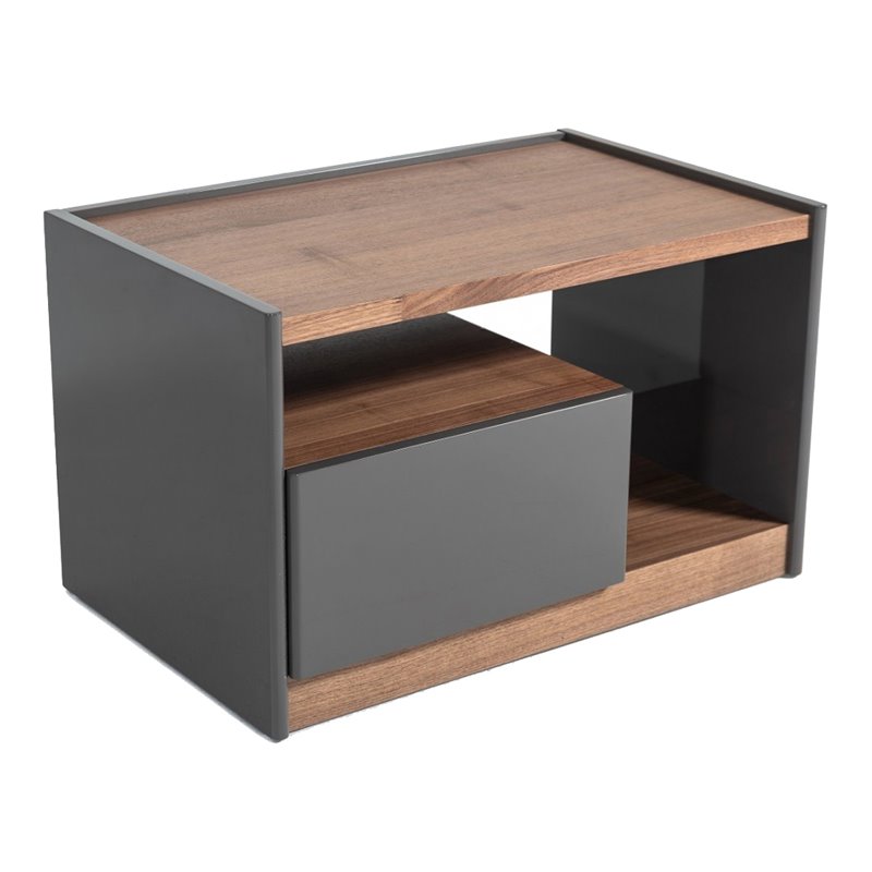 Pemberly Row Modern Wood Nightstand with 1 Drawer in Walnut