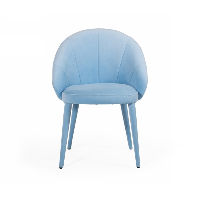 Pemberly Row Sanders Modern Fabric Upholstered Solid Wood Dining Chair in Blue