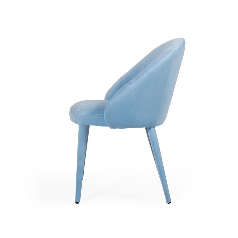 Pemberly Row Sanders Modern Fabric Upholstered Solid Wood Dining Chair in Blue