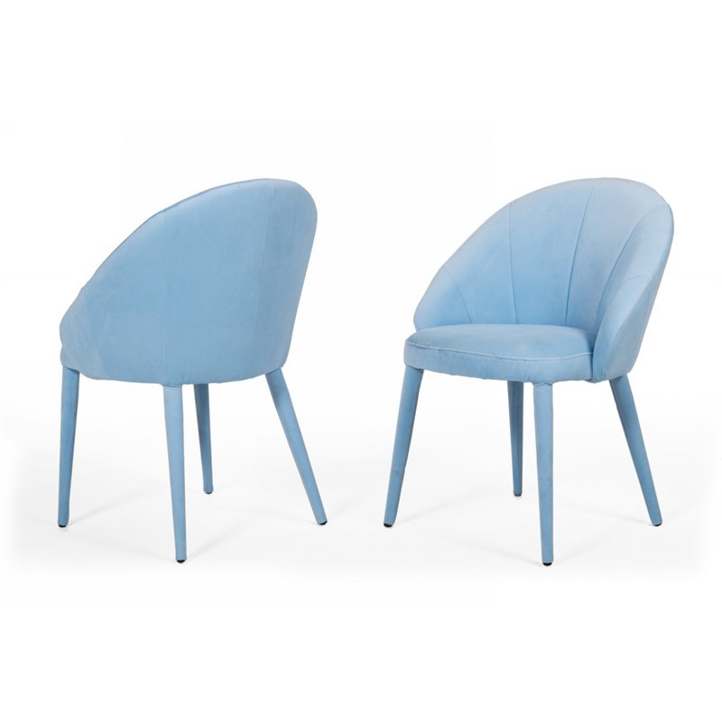 Pemberly Row Sanders Modern Fabric Upholstered Solid Wood Dining Chair in Blue