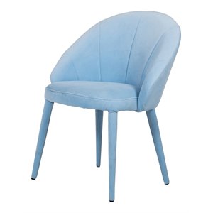Pemberly Row Sanders Modern Fabric Upholstered Solid Wood Dining Chair in Blue