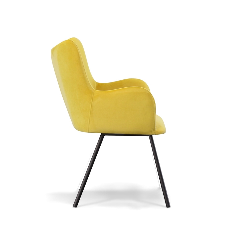 Pemberly Row Barrett Modern Velvet Wingback Dining Chair in Yellow