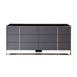 Pemberly Row Cartier MDF Wood and Stainless Steel 6-Drawer Dresser in Black