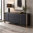 Pemberly Row Cartier MDF Wood and Stainless Steel 6-Drawer Dresser in Black