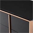 Pemberly Row Cartier MDF Wood and Stainless Steel 6-Drawer Dresser in Black