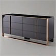 Pemberly Row Cartier MDF Wood and Stainless Steel 6-Drawer Dresser in Black