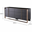 Pemberly Row Cartier MDF Wood and Stainless Steel 6-Drawer Dresser in Black