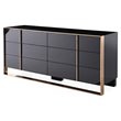 Pemberly Row Cartier MDF Wood and Stainless Steel 6-Drawer Dresser in Black