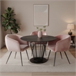 Pemberly Row Velvet Dining Chair in Pink with Matte Black Metal Frame
