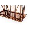 Pemberly Row Black Glass Dining Table with Polished Rose Gold Base for 6-8