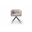 Pemberly Row Contemporary Fabric Dining Chair in Light Gray and Brass