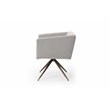 Pemberly Row Contemporary Fabric Dining Chair in Light Gray and Brass