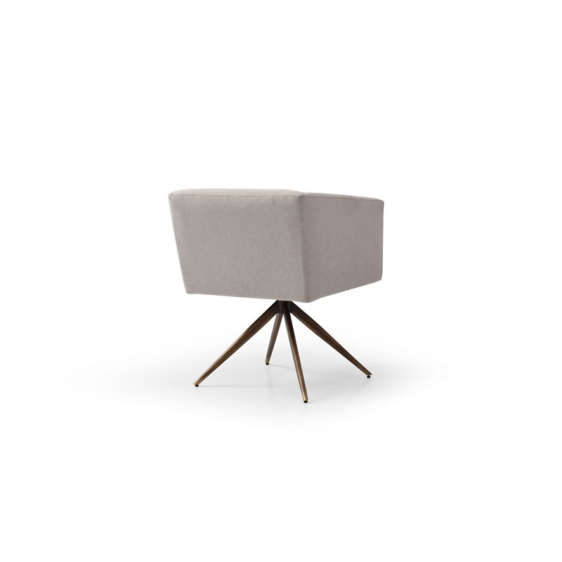 Pemberly Row Contemporary Fabric Dining Chair in Light Gray and Brass