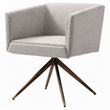 Pemberly Row Contemporary Fabric Dining Chair in Light Gray and Brass