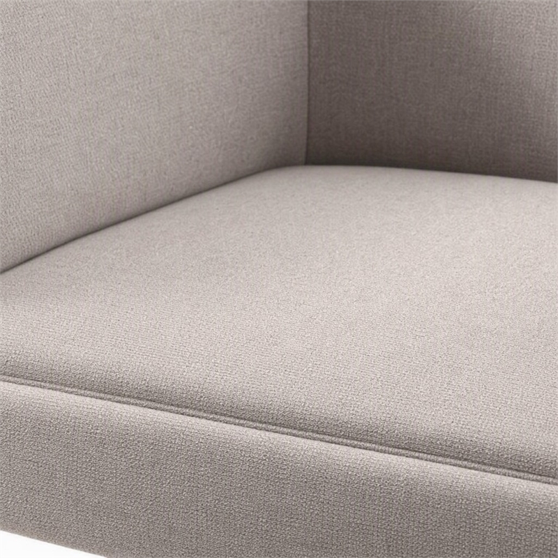 Pemberly Row Contemporary Fabric Dining Chair in Light Gray and Brass