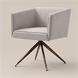 Pemberly Row Contemporary Fabric Dining Chair in Light Gray and Brass