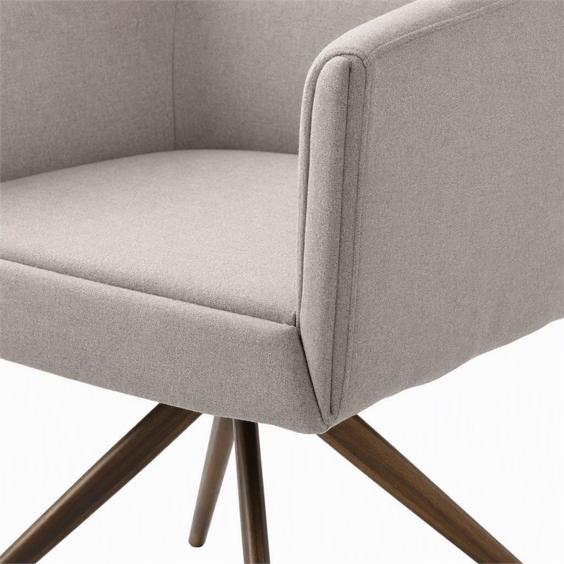 Pemberly Row Contemporary Fabric Dining Chair in Light Gray and Brass