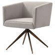 Pemberly Row Contemporary Fabric Dining Chair in Light Gray and Brass