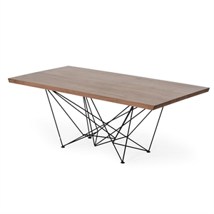 Pemberly Row Rectangular Modern Metal & Veneer Dining Table in Walnut