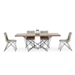 Pemberly Row Rectangular Modern Metal & Veneer Dining Table in Walnut