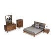 Pemberly Row Modern Fabric & Wood Eastern King Bed in Gray & Walnut