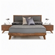 Pemberly Row Modern Fabric & Wood Eastern King Bed in Gray & Walnut