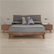 Pemberly Row Modern Fabric & Wood Eastern King Bed in Gray & Walnut