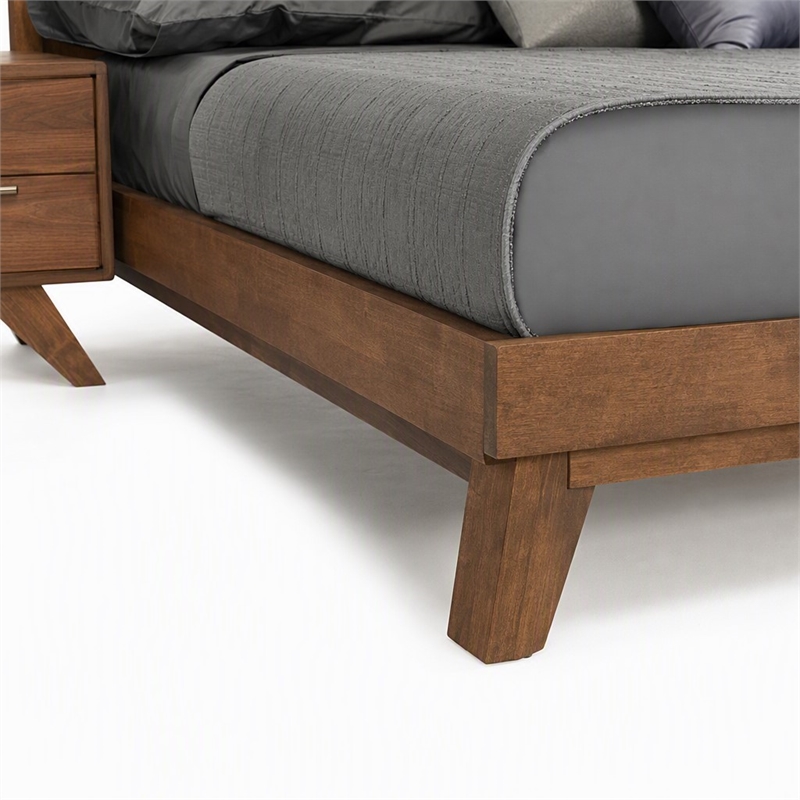 Pemberly Row Modern Fabric & Wood Eastern King Bed in Gray & Walnut
