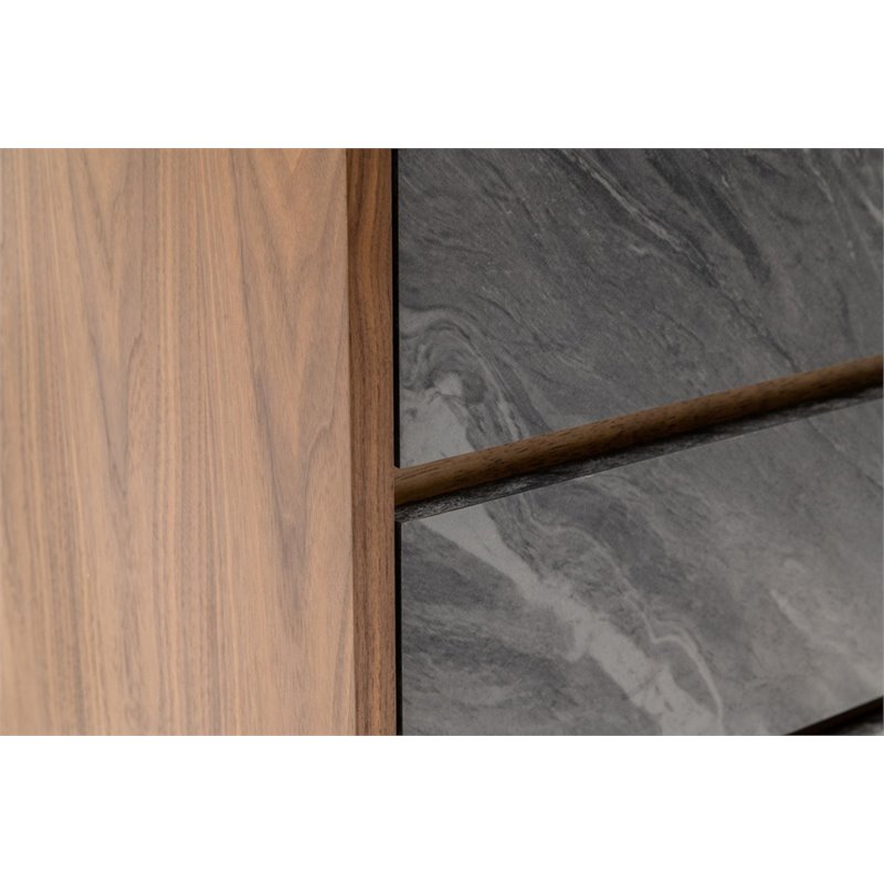 Pemberly Row Veneer & MDF Wood Bedroom Dresser in Walnut & Gray